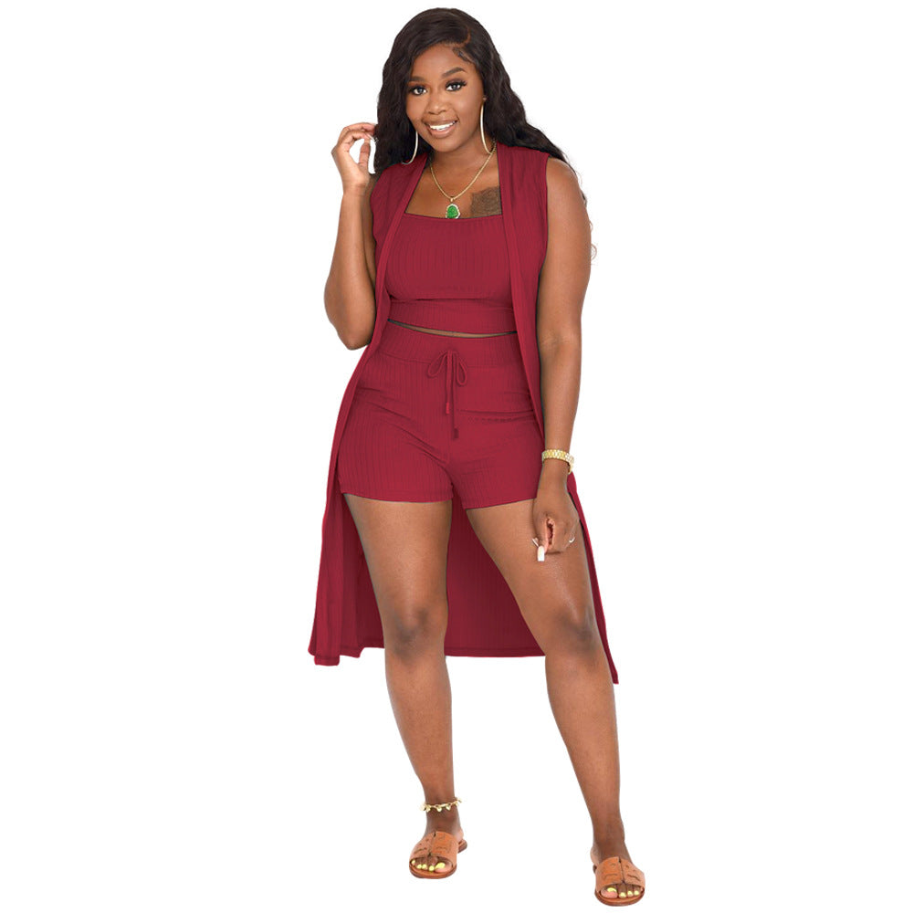 VVZ Women's Solid Ribbed Co-ord Set
