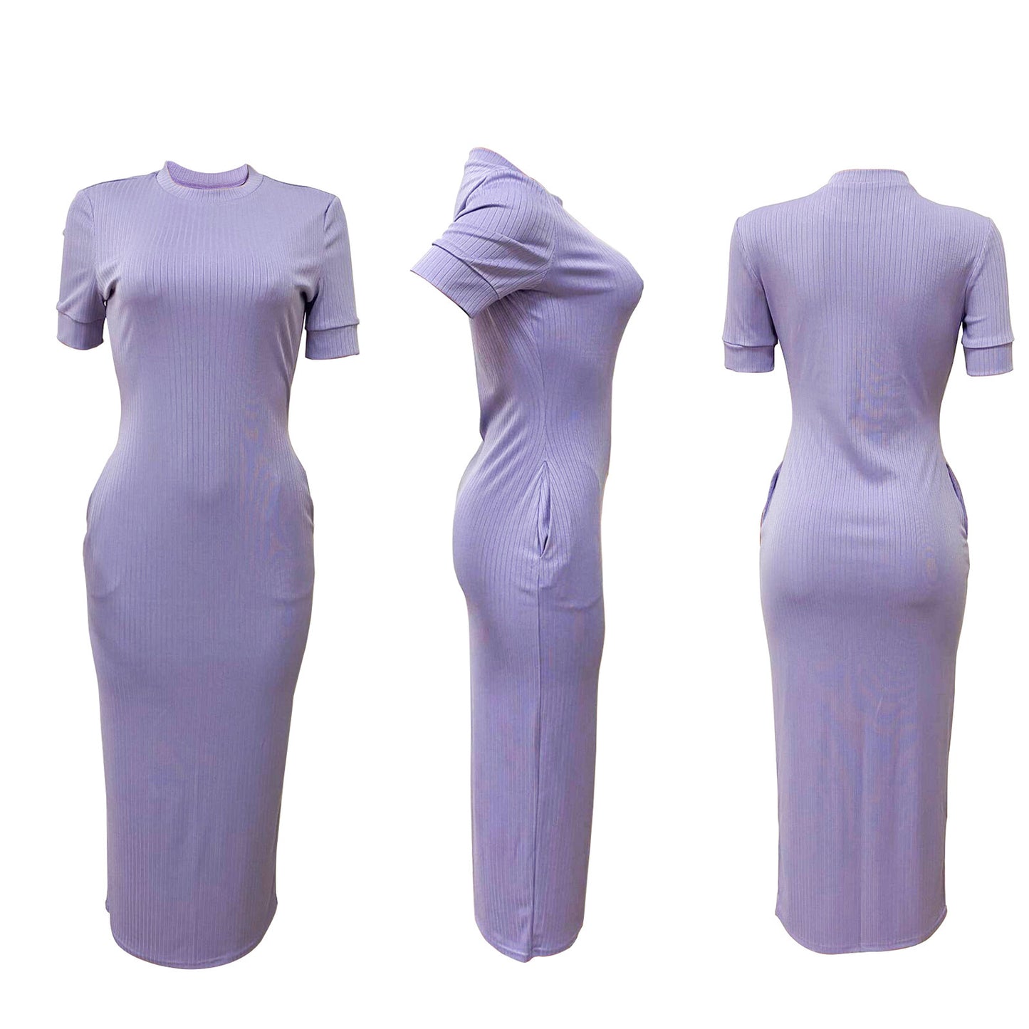 VVZ Women's Solid-Color Stretchy Midi Dress