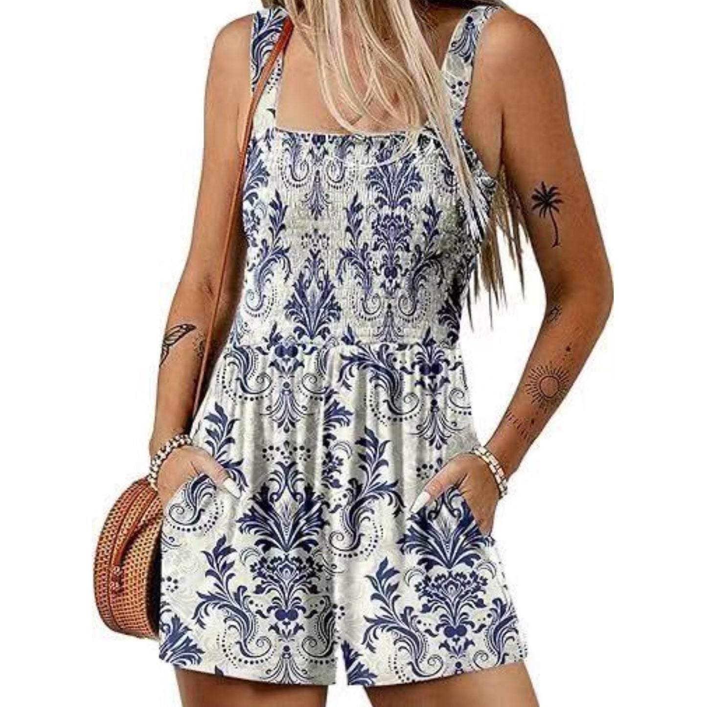 VVZ Casual Loose-Fit Cropped Overalls