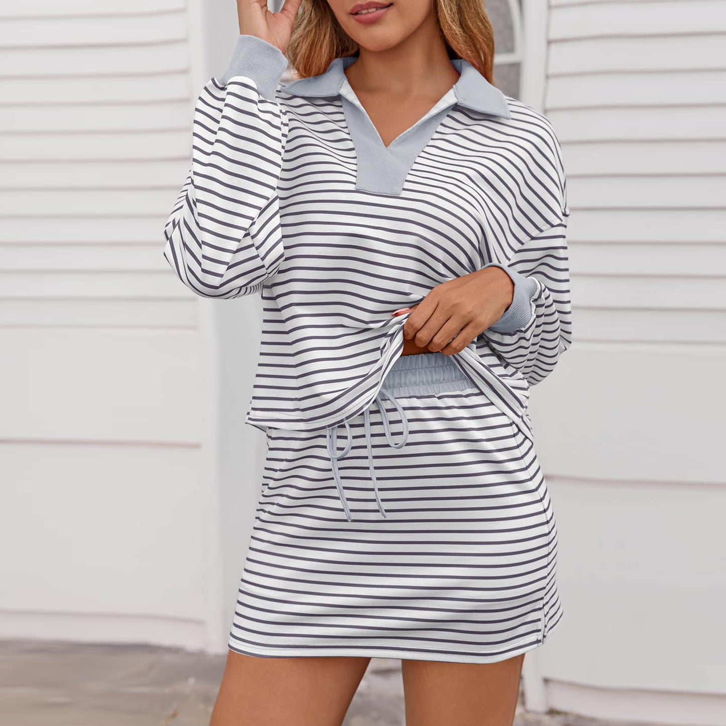 VVZ Casual Sweatshirt Skirt Set