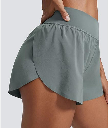 VVZ Women's High-Waisted Dolphin-Hem Athletic Running Shorts