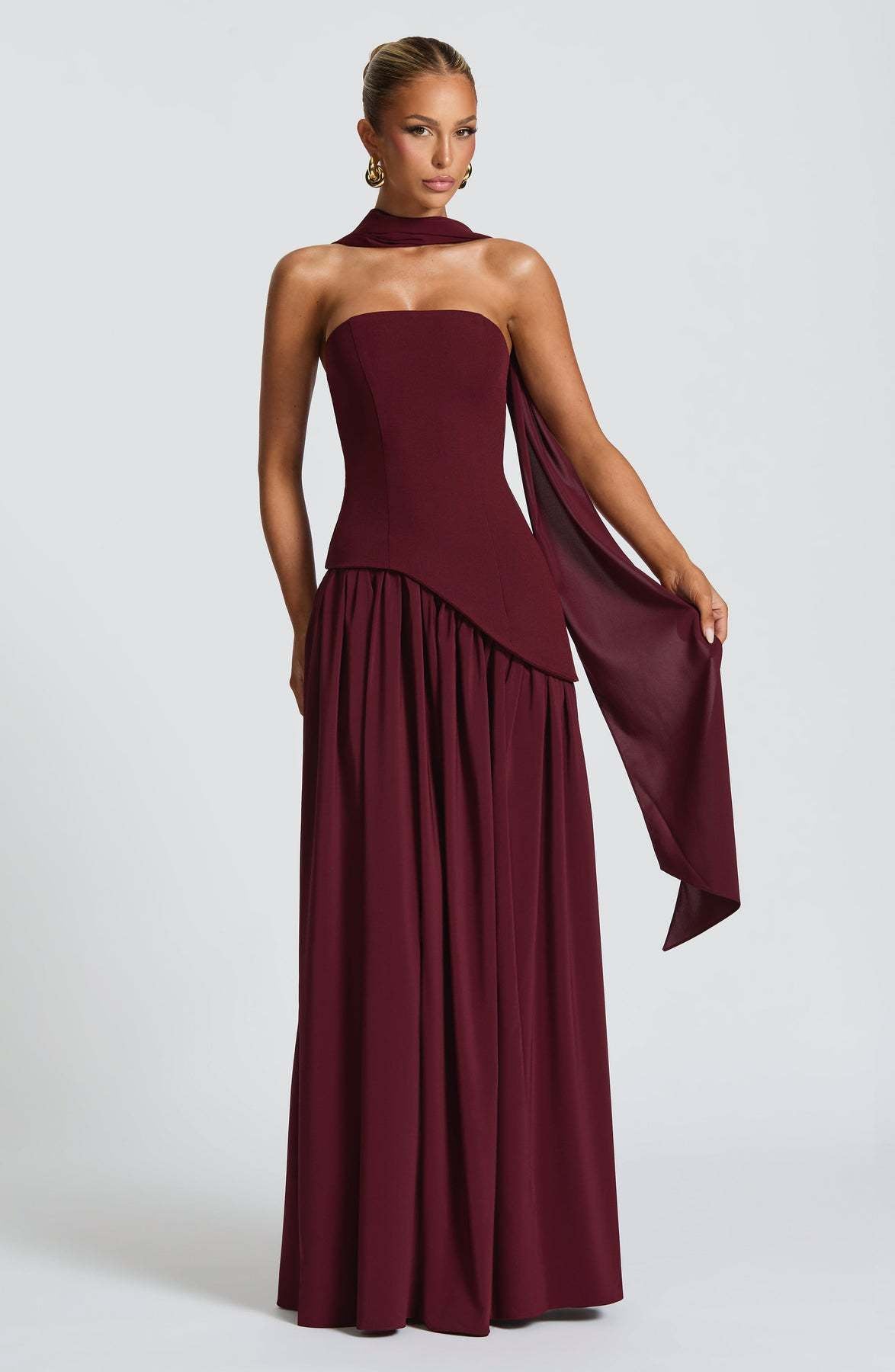 VVZ Women's Solid-Color Strapless Slit Dress