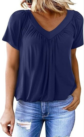 VVZ Women's Casual Summer Short Sleeve V Neck Tops T-shirts