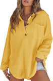 VVZ Women's Oversized Henley Waffle Shirts