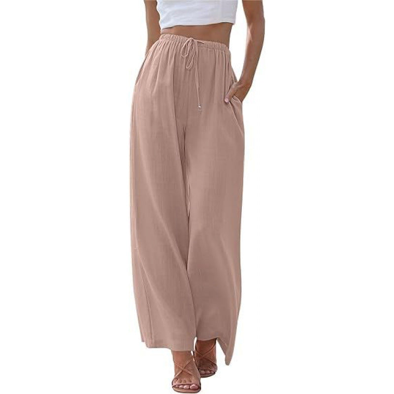 VVZ Women's Cotton-Linen Wide-Leg Summer Trousers