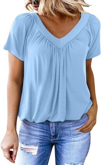 VVZ Women's Casual Summer Short Sleeve V Neck Tops T-shirts