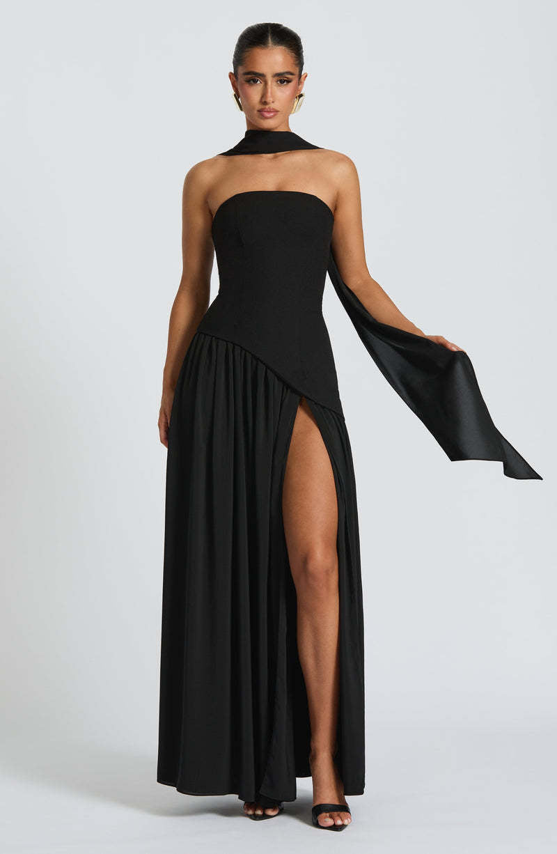 VVZ Women's Solid-Color Strapless Slit Dress