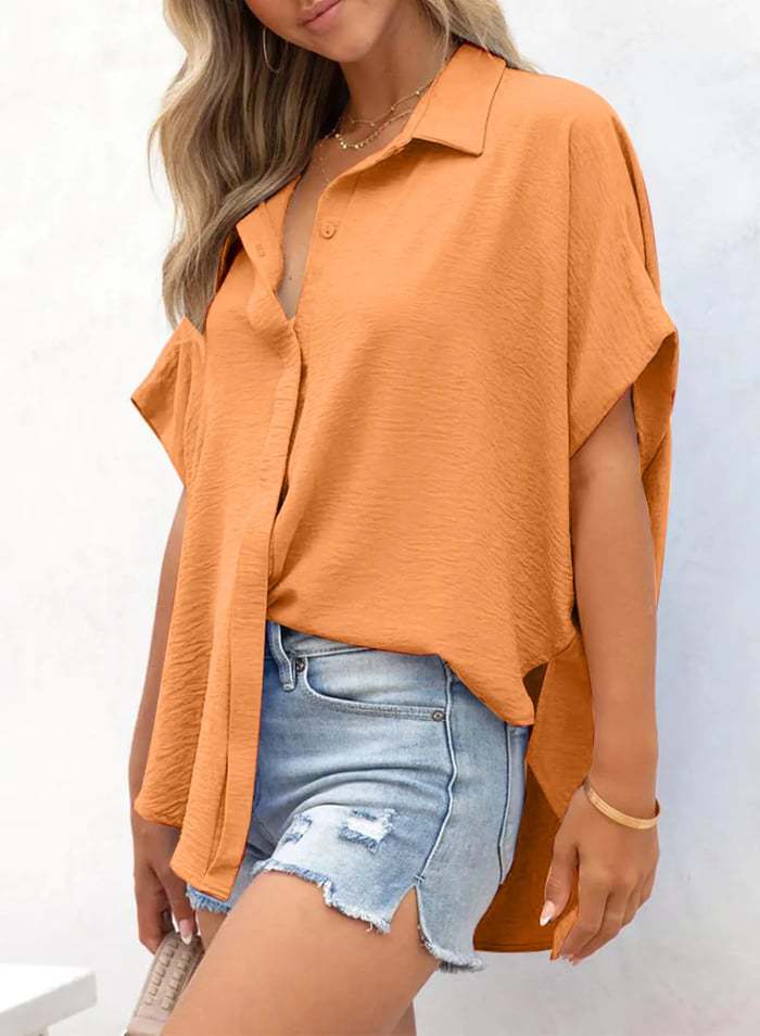 VVZ Solid Short Sleeve Blouses