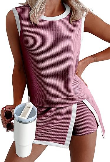 VVZ Women's Sleeveless Knit Top & Split Lined Skirt Two Pieces