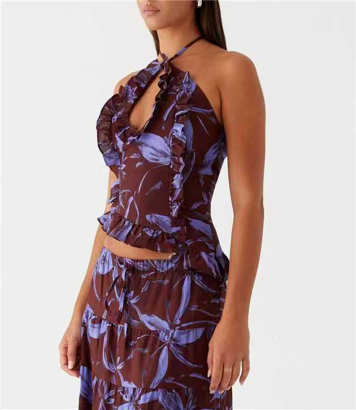 VVZ Women Halter neck top + Maxi Length A-Line