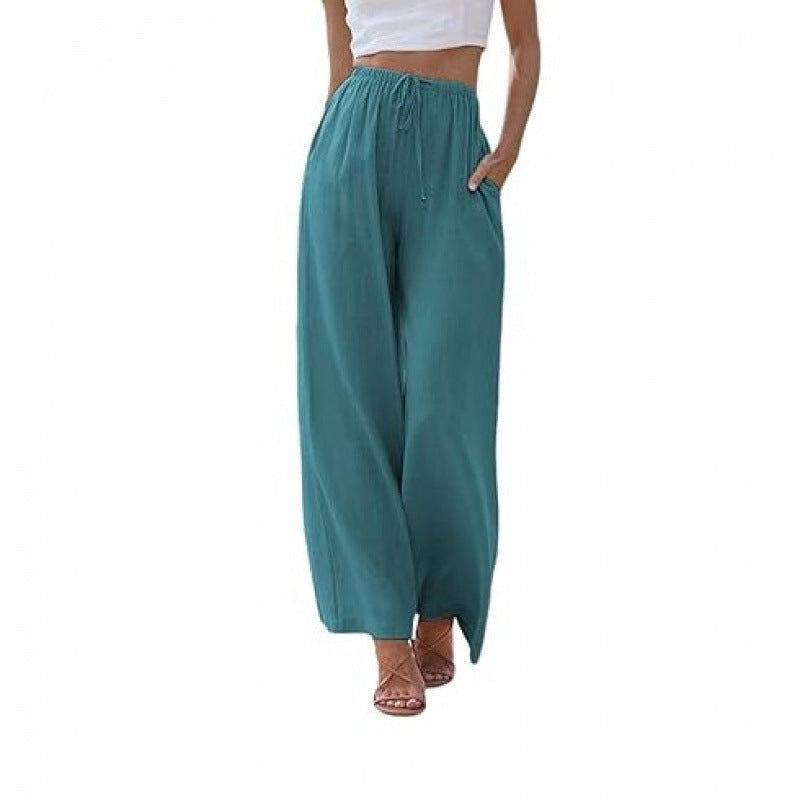 VVZ Women's Cotton-Linen Wide-Leg Summer Trousers