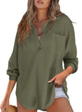 VVZ Women's Oversized Henley Waffle Shirts