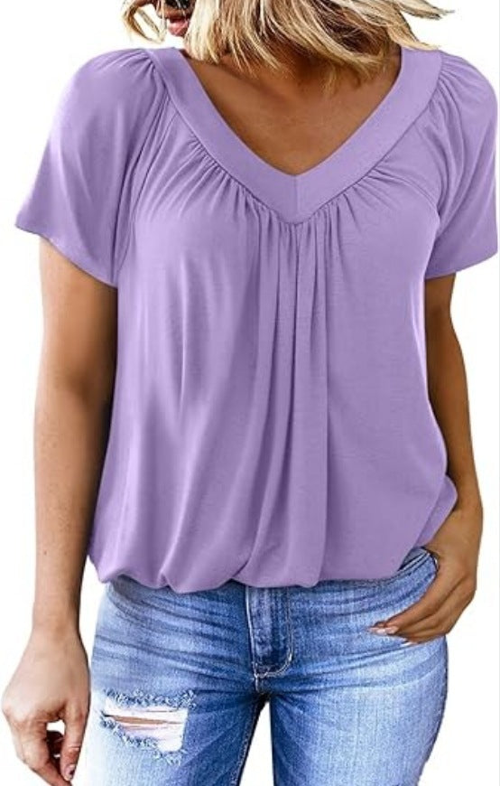 VVZ Women's Casual Summer Short Sleeve V Neck Tops T-shirts