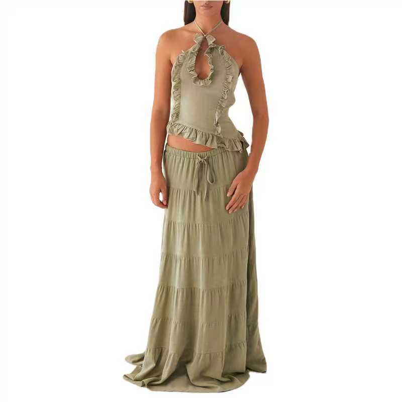 VVZ Women Halter neck top + Maxi Length A-Line