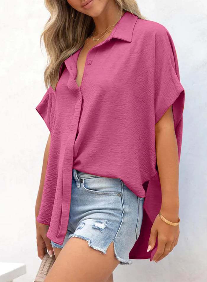 VVZ Solid Short Sleeve Blouses