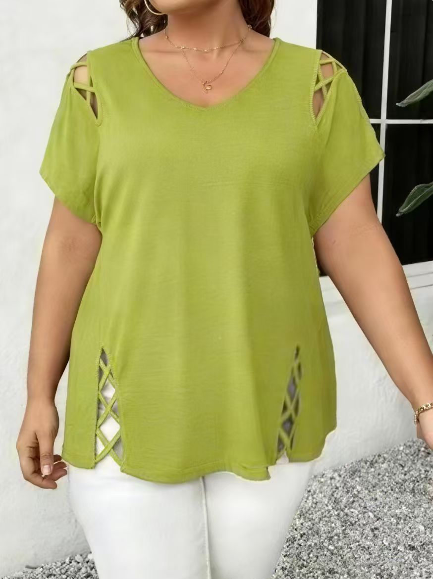 VVZ Plus-Size Short-Sleeve Off-Shoulder T-Shirt