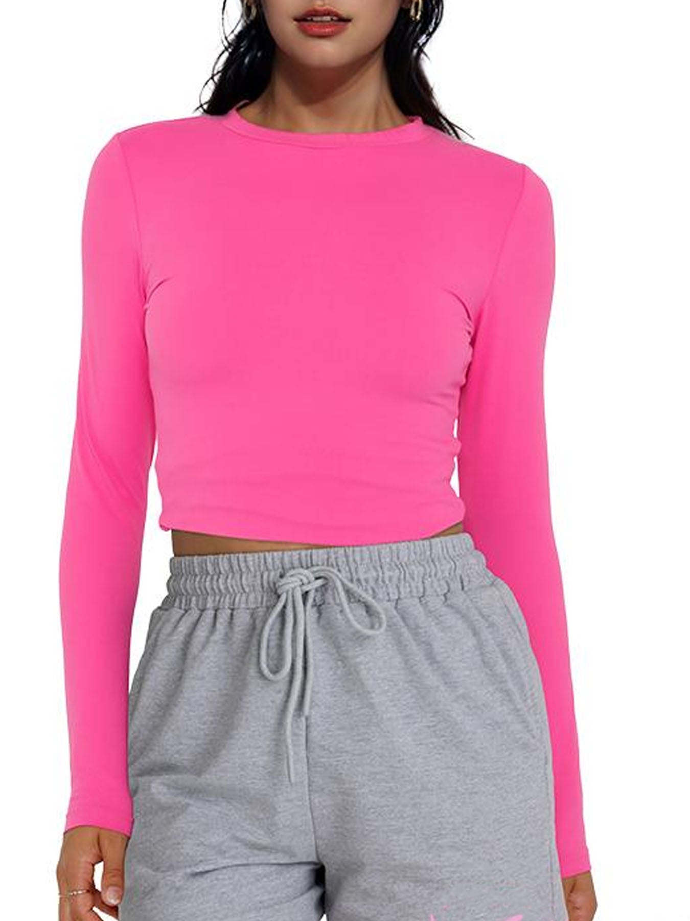 VVZ Long Sleeve Shirts Basic Crop Tops