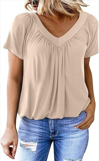 VVZ Women's Casual Summer Short Sleeve V Neck Tops T-shirts