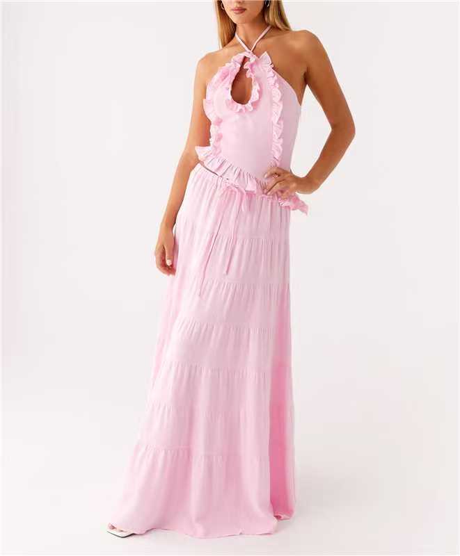 VVZ Women Halter neck top + Maxi Length A-Line