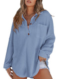 VVZ Women's Oversized Henley Waffle Shirts