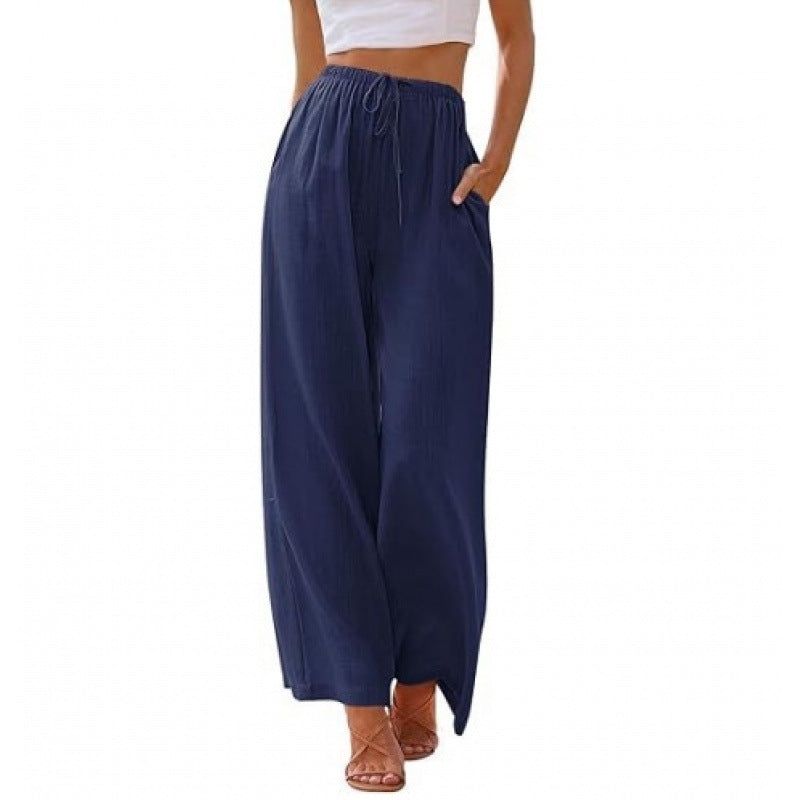 VVZ Women's Cotton-Linen Wide-Leg Summer Trousers