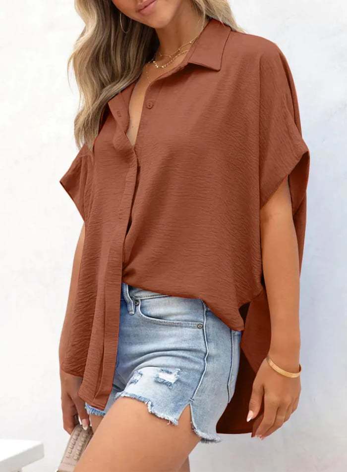 VVZ Solid Short Sleeve Blouses