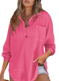 VVZ Women's Oversized Henley Waffle Shirts