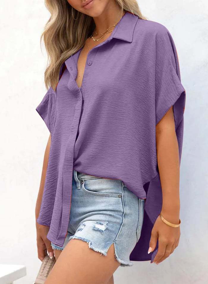 VVZ Solid Short Sleeve Blouses