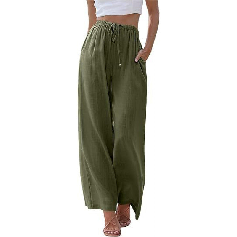 VVZ Women's Cotton-Linen Wide-Leg Summer Trousers