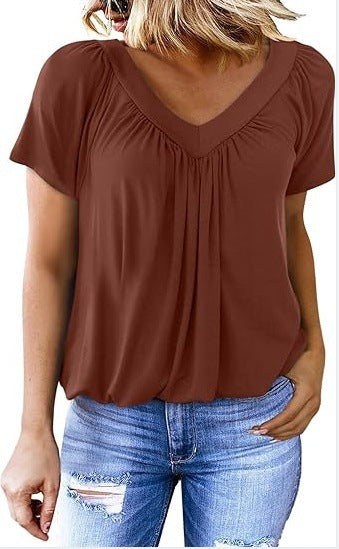 VVZ Women's Casual Summer Short Sleeve V Neck Tops T-shirts