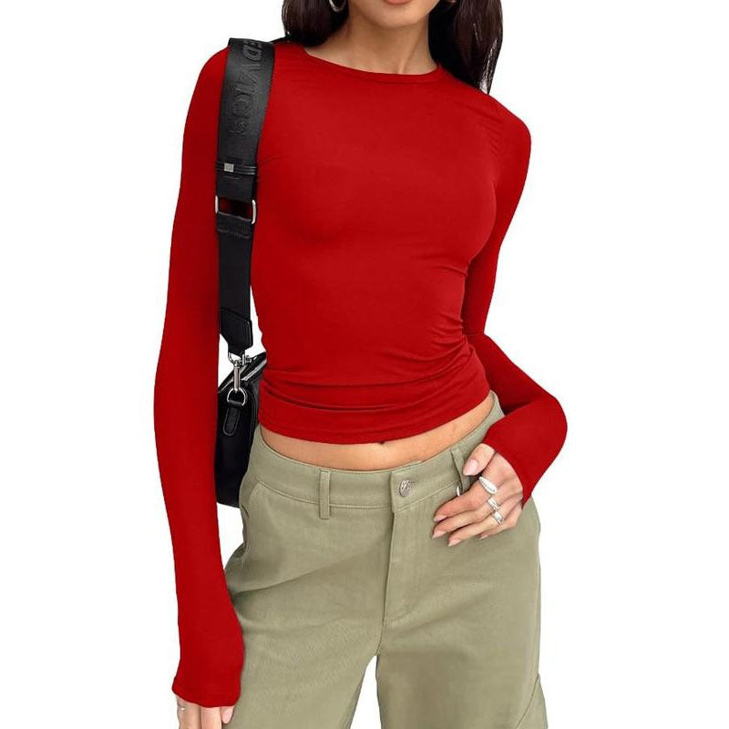 VVZ Long Sleeve Shirts Basic Crop Tops
