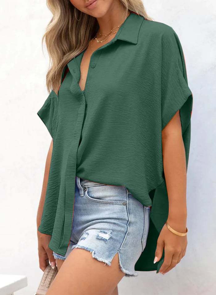 VVZ Solid Short Sleeve Blouses