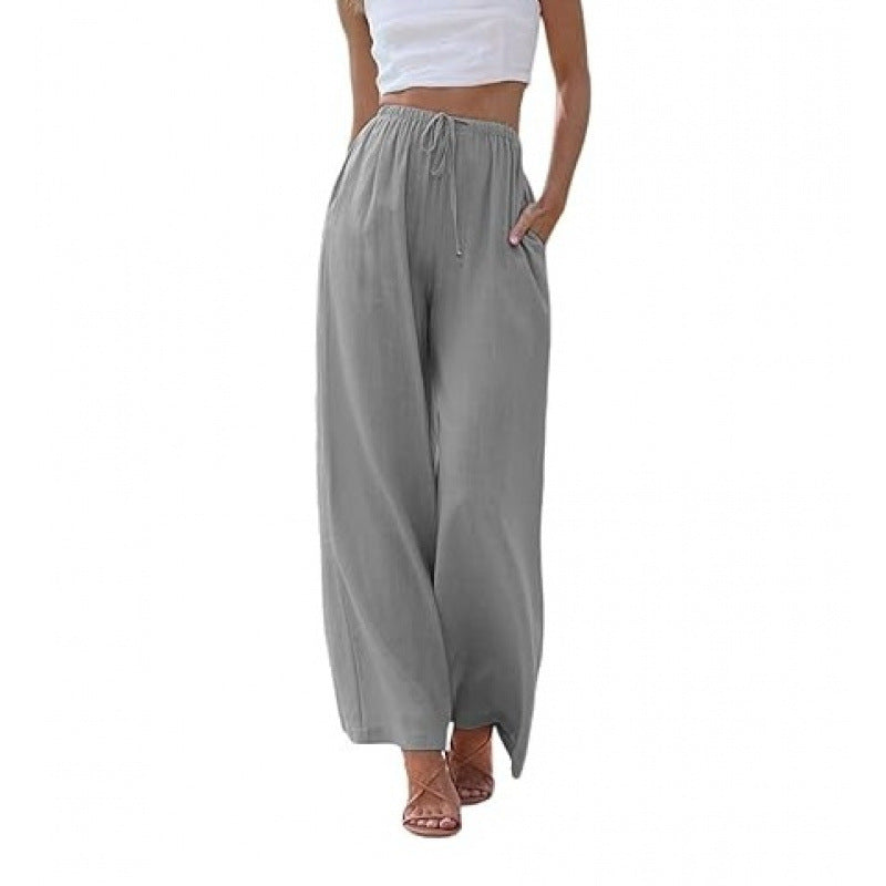 VVZ Women's Cotton-Linen Wide-Leg Summer Trousers