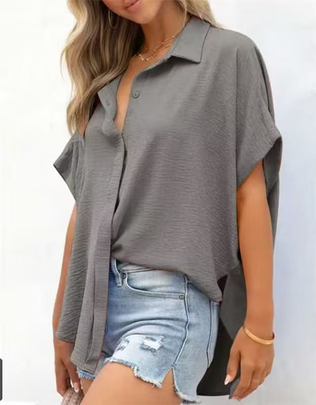 VVZ Solid Short Sleeve Blouses