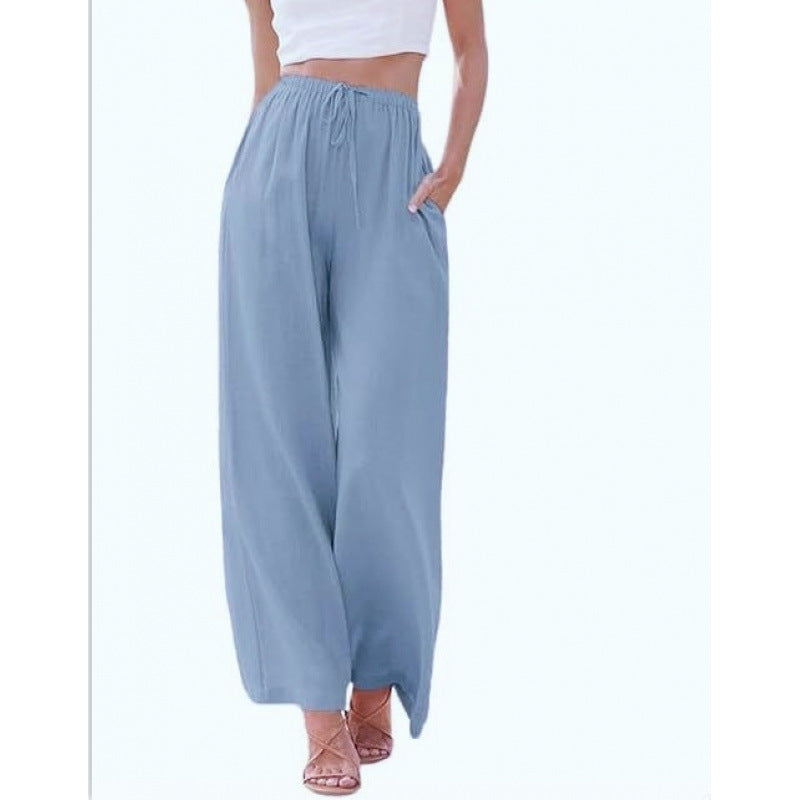 VVZ Women's Cotton-Linen Wide-Leg Summer Trousers