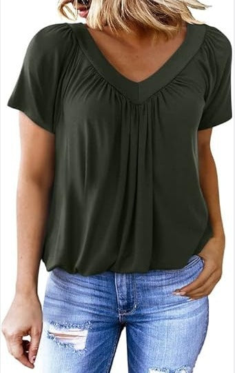 VVZ Women's Casual Summer Short Sleeve V Neck Tops T-shirts