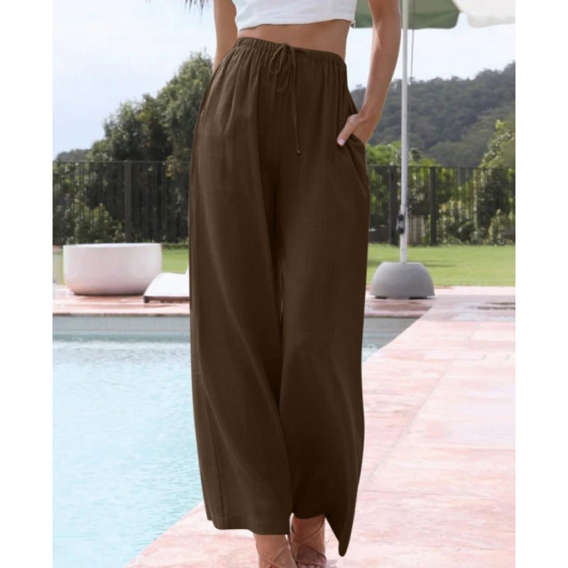 VVZ Women's Cotton-Linen Wide-Leg Summer Trousers