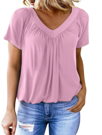VVZ Women's Casual Summer Short Sleeve V Neck Tops T-shirts