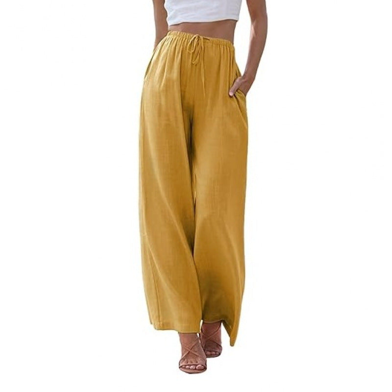 VVZ Women's Cotton-Linen Wide-Leg Summer Trousers