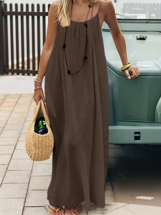 VVZ Women's Solid Color Cami Lounge Dress