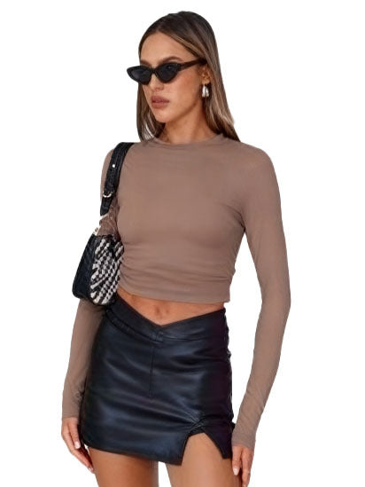 VVZ Long Sleeve Shirts Basic Crop Tops