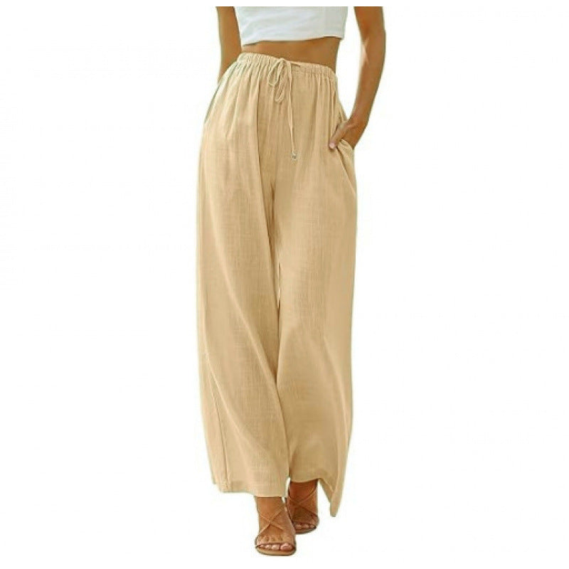 VVZ Women's Cotton-Linen Wide-Leg Summer Trousers