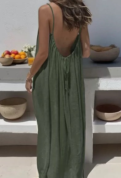 VVZ Women's Solid Color Cami Lounge Dress