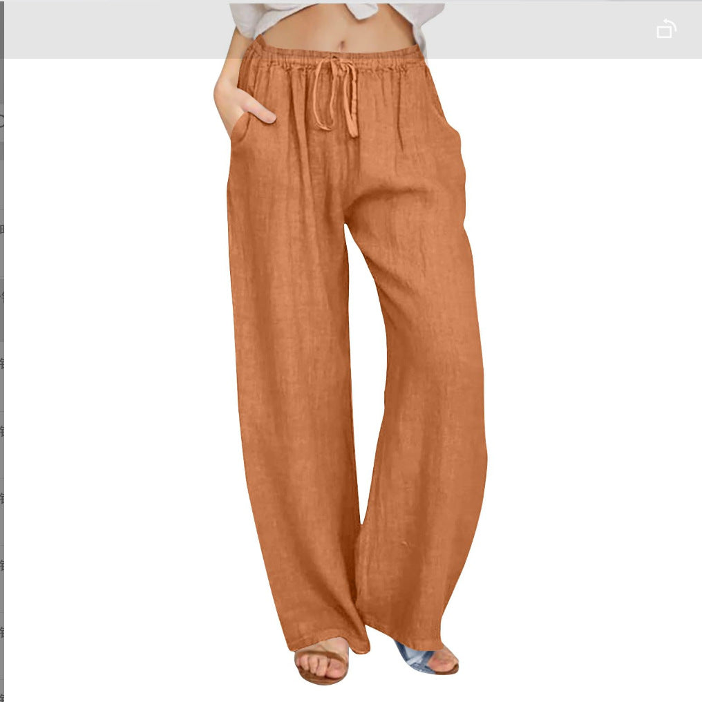 VVZ Women's Cotton-Linen Wide-Leg Summer Trousers