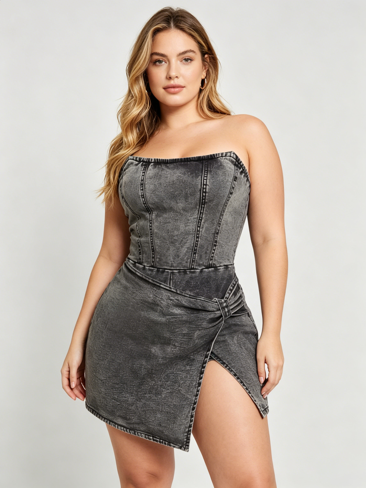 VVZ Women's Denim Strapless Romper