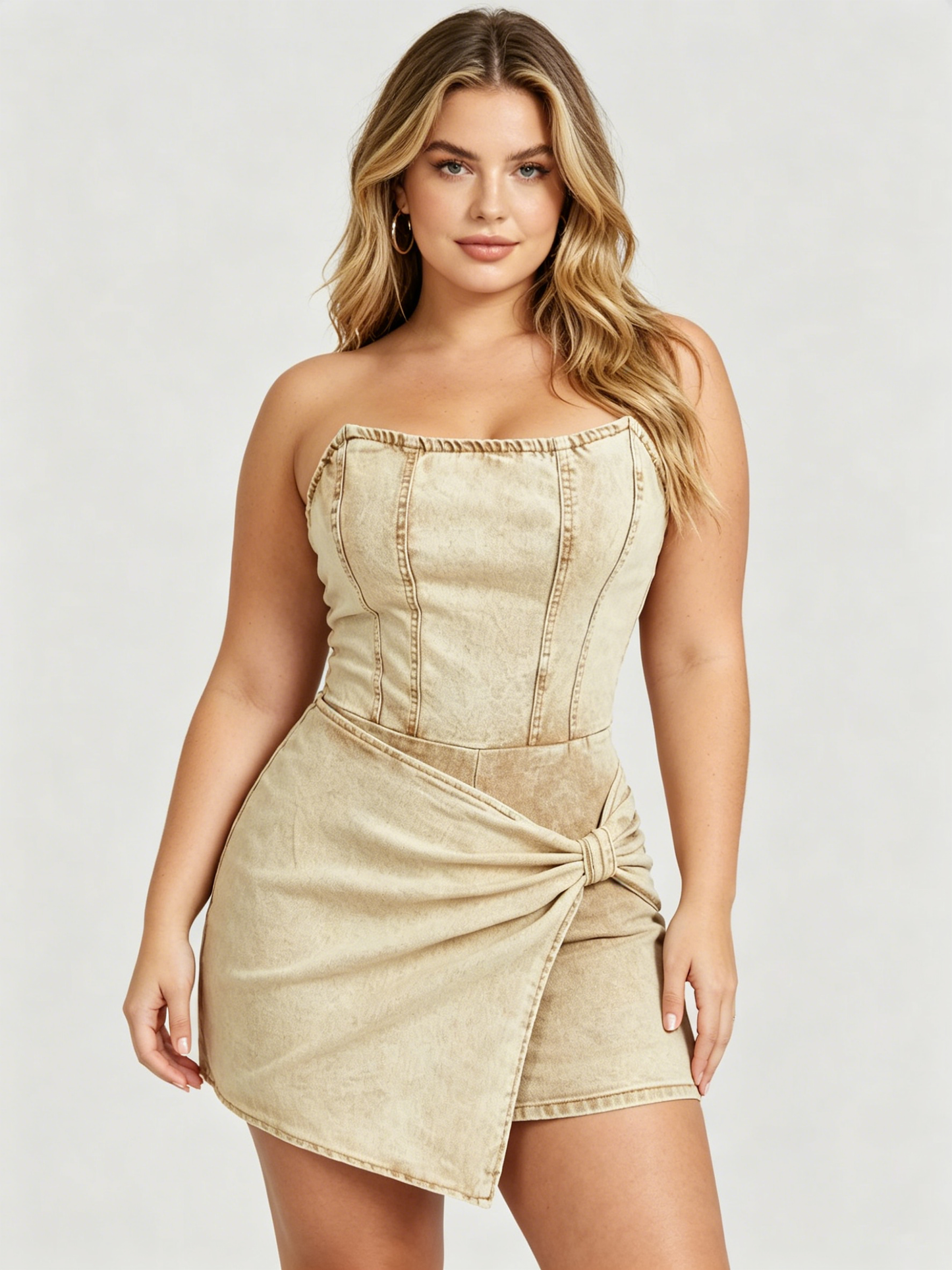 VVZ Women's Denim Strapless Romper