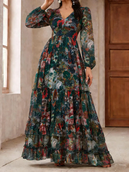 VVZ Women's Slim-Fit Chiffon Dress (Spring/Autumn Style)