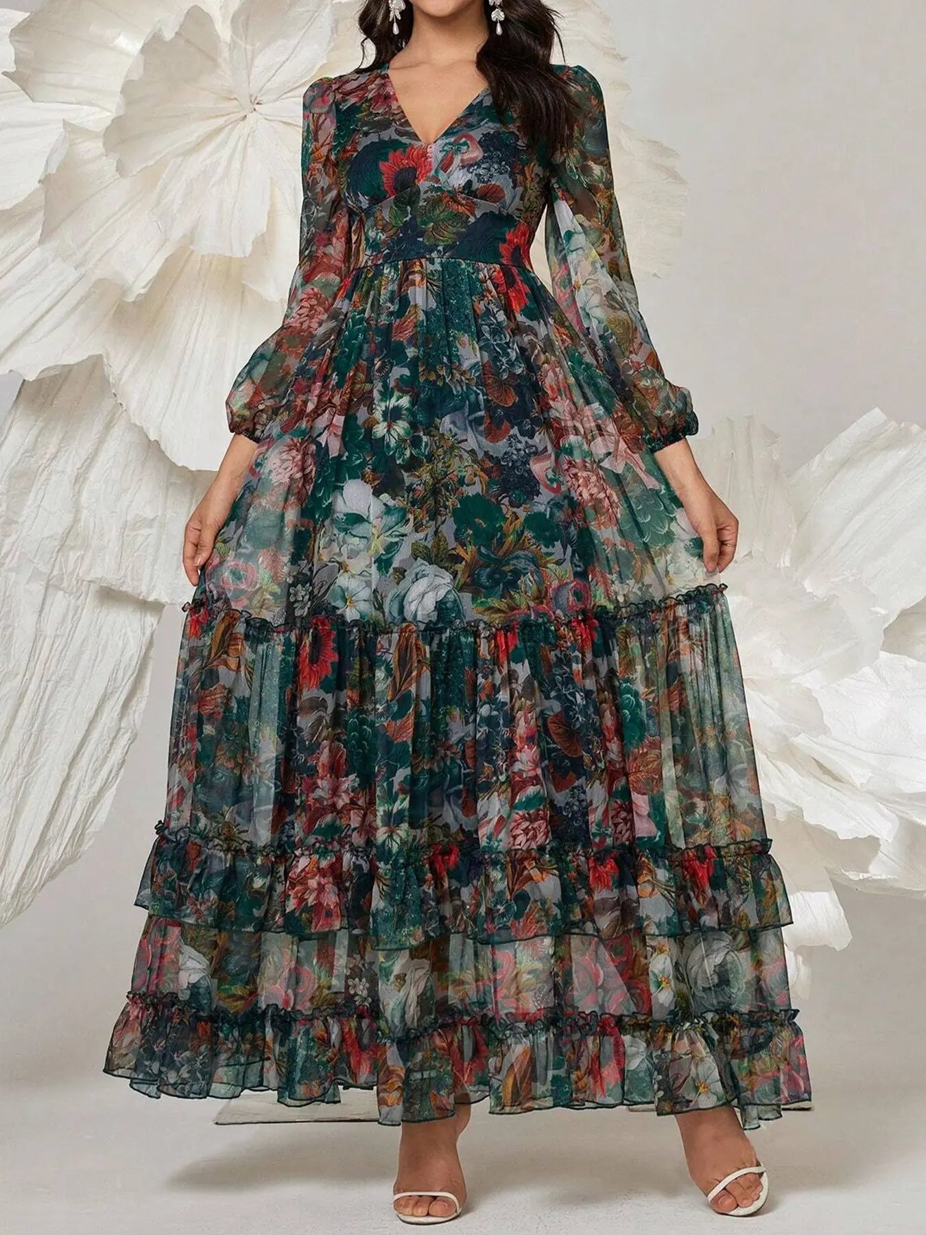 VVZ Women's Slim-Fit Chiffon Dress (Spring/Autumn Style)