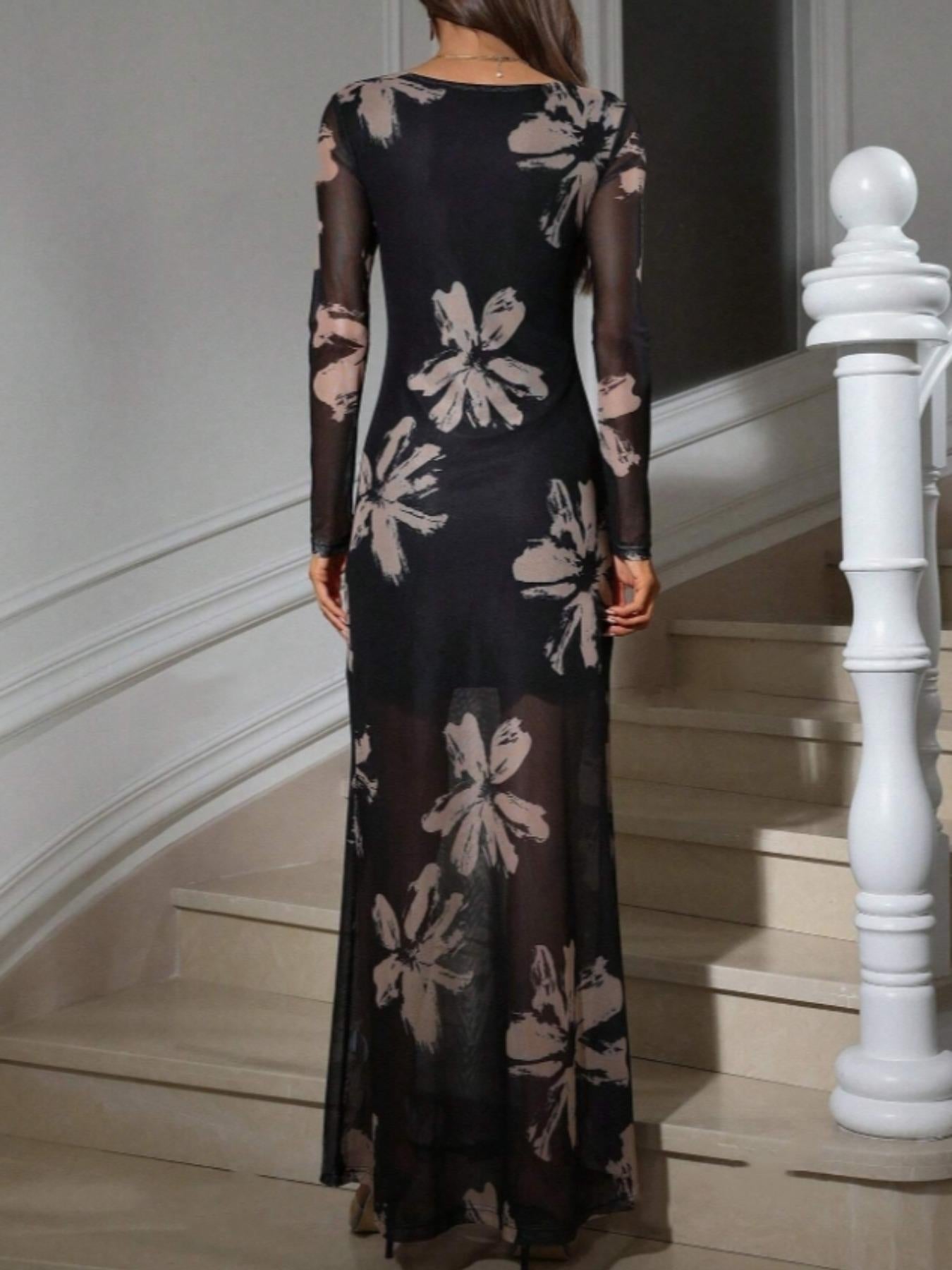 VVZ Women's Printed Mesh Dress