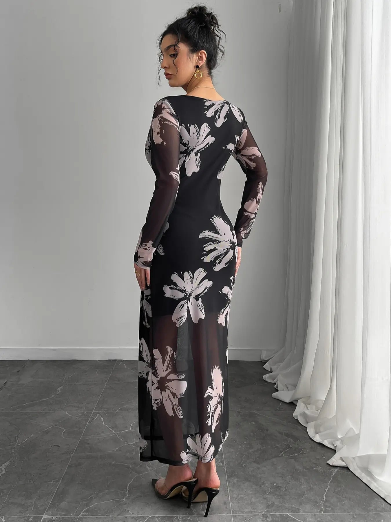 VVZ Women's Printed Mesh Dress